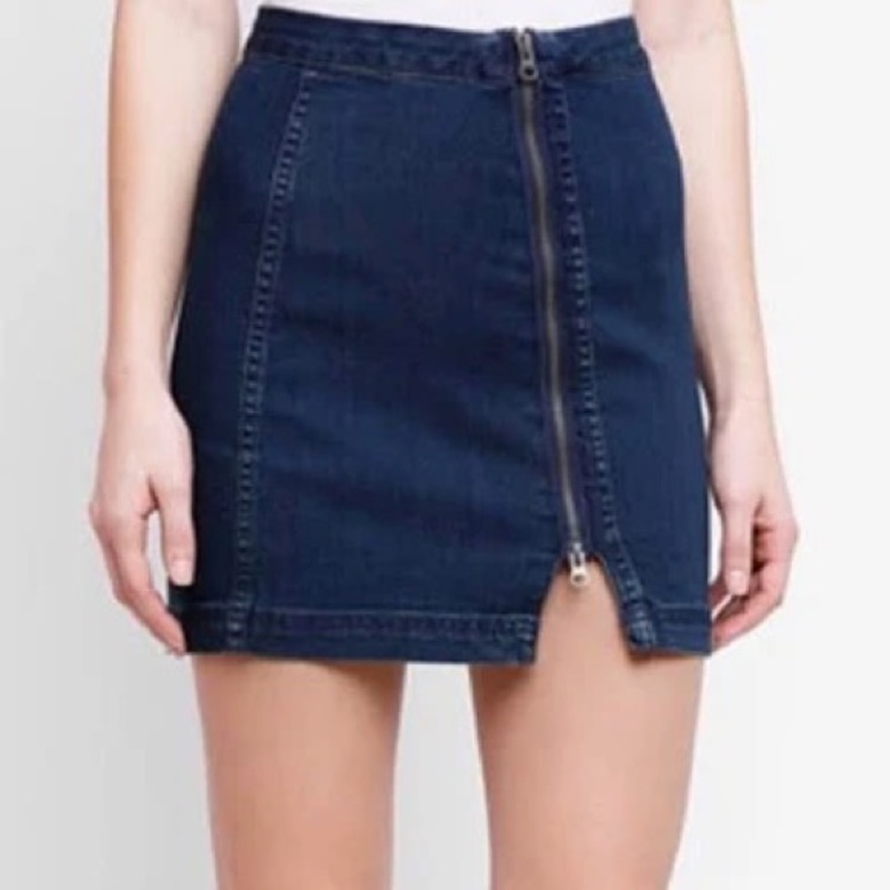 Free People Denim Zipper Skirt